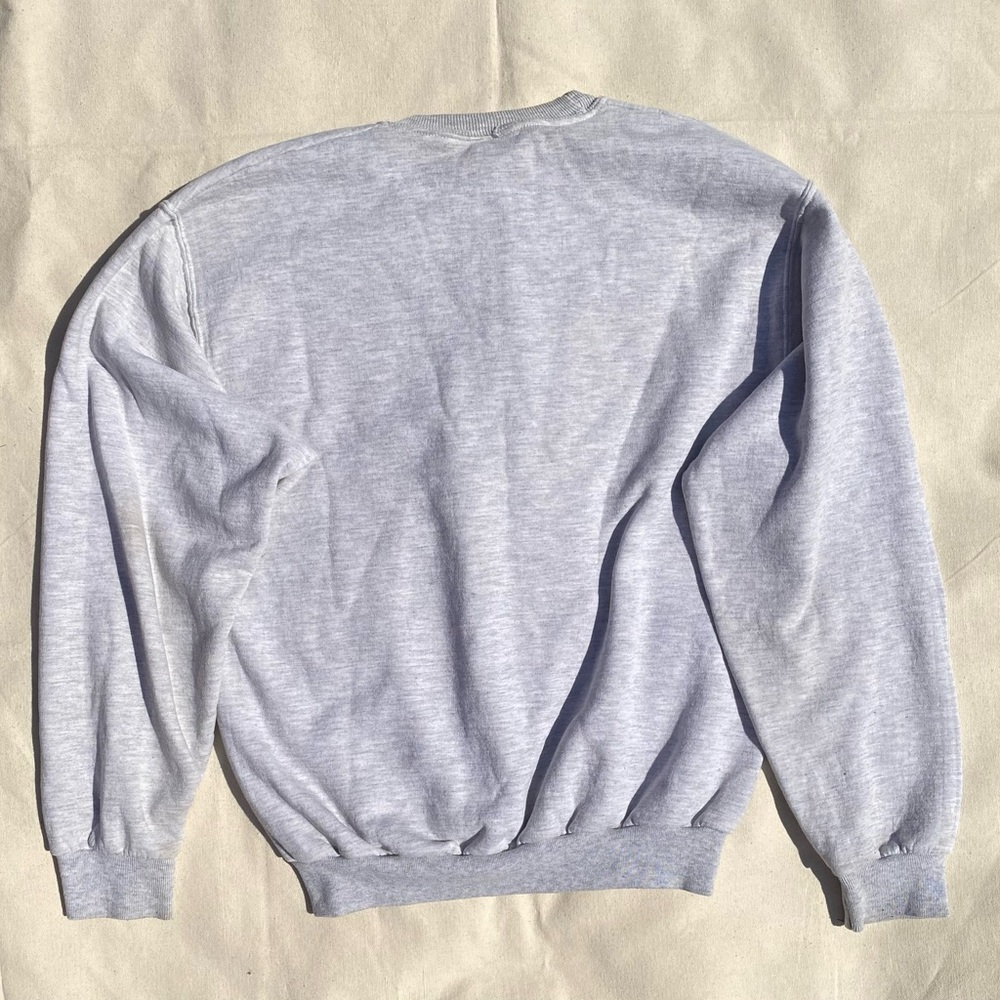Vintage 90s Jerzees Heather Gray Novelty Religious Graphic Crewneck Sweater Med - Picture 2 of 5